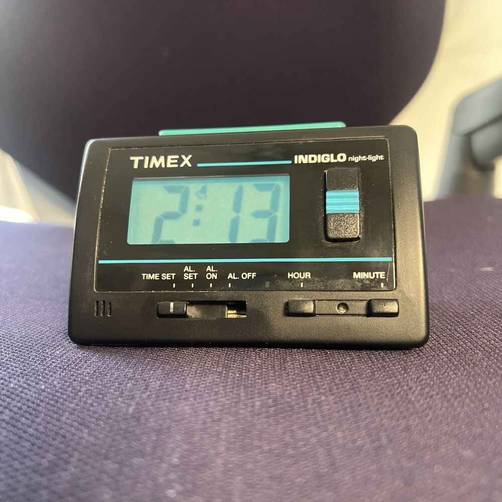 Vtg 90's Timex Indiglo Blue Night Light Travel Digital Alarm Clock Tested Works